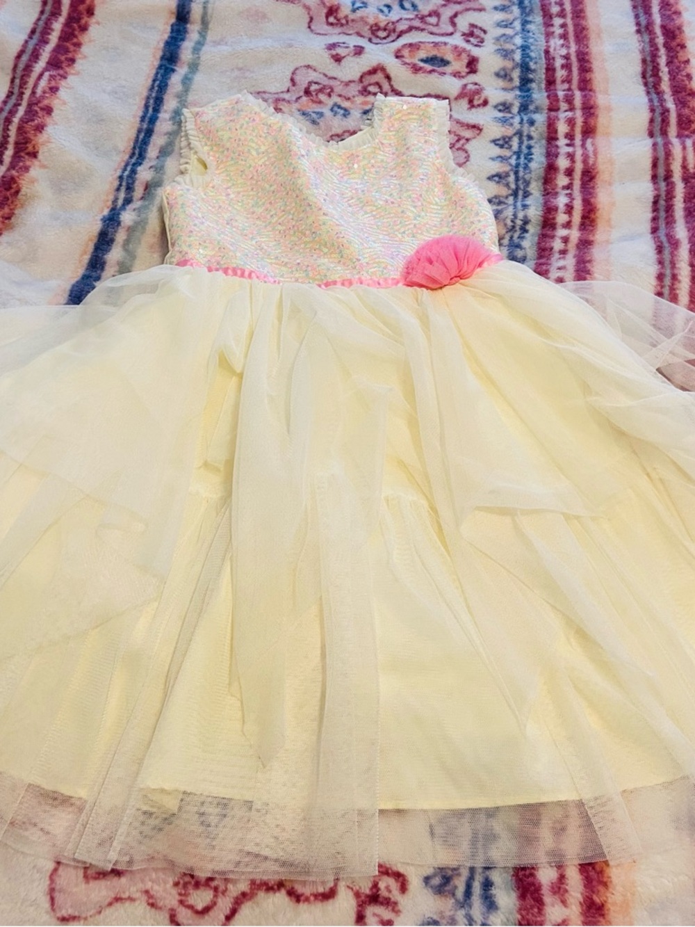 Jona Michelle Girls Yellow Pastas Sequin Dress Size 7 New Without Tags